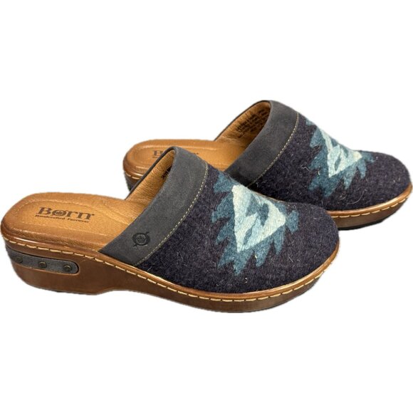 Born Shoes Womens 7 Bandy Blue Southwest Aztec Kilim Blanket Mule Clog - Picture 4 of 4